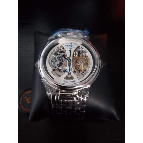 Sturhling Other - 🔥NEW W/BOX & PAPERS Rare Stuhrling Men's Reserve Silver Dial Skeleton Watch
